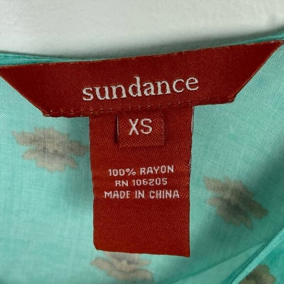 Sundance Catalogue Bohemian Peasant Blouse Size XS Rayon Hippie Blue Green Gold - Picture 3 of 11
